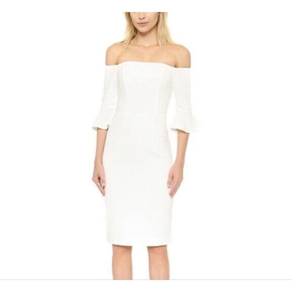 Black Halo NWT Madigan Off-the-Shoulder White Dress MSRP $345 Size 6 - Picture 2 of 8
